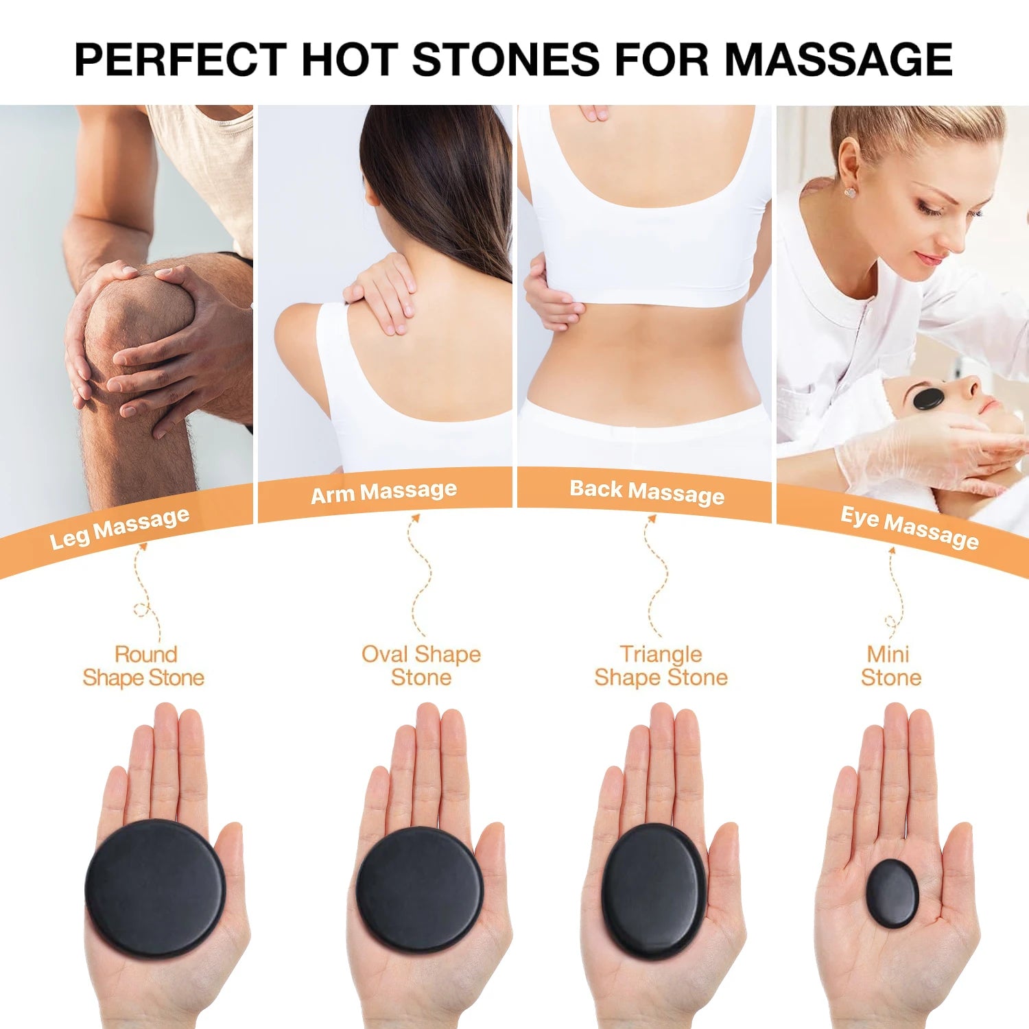 HEISSE STEINMASSAGE-SET - Professionelle Spa-Massagegeräte - Für Nacken, Rücken, Bauch, Beine & Ganzkörpermassage