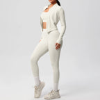 3-teiliges Sportbekleidung Yoga-Set Gym Sport-BH Reißverschlussjacke Leggings Kleidung Sportbekleidung Yoga-Anzüge für Damen Fitness-Set Trainingsanzug