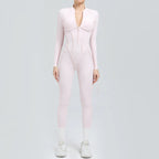 Damen-Trainingsanzug Fitness-Workout Sportkleidung Outfit Reißverschluss-Jumpsuit Yoga Fitness Overall Set Offene Rücken Bodysuits Anzug für Damen