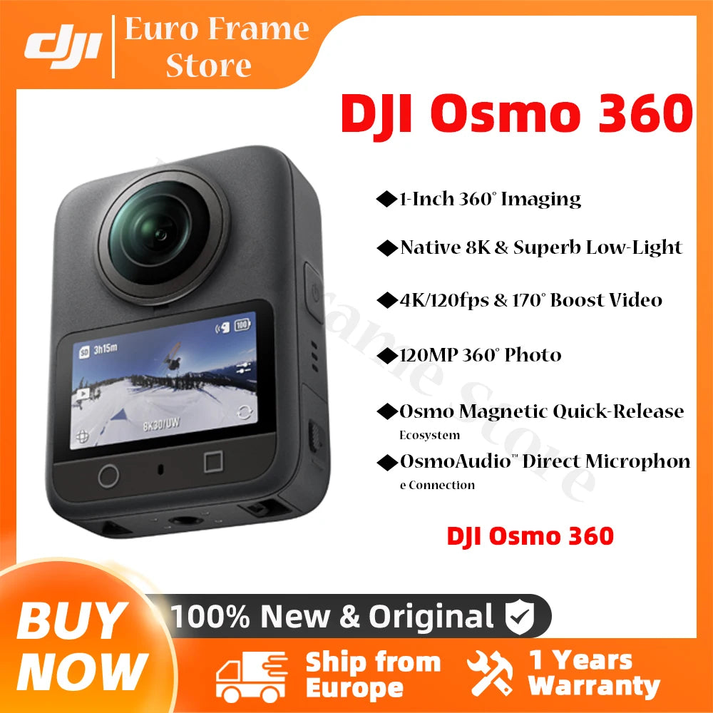 DJI Osmo 360 Standard Bundle 360-Kamera mit 1 Zoll ° Bildgebung ° Video in 8K Nativ ° Foto in 120 MP DJI Osmo 360