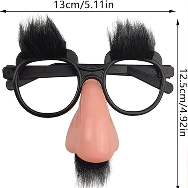 Scherzbrille Lustige Brille mit großer Nase, Augenbrauen / Schnurrbart für Halloween-Geburtstagsfeiern, lustige Foto-Requisiten