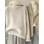 Weicher, wachsartiger Rundhals-Pullover aus 100 % reinem Kaschmir für Damen, lockerer Pullover, Herbst- und Winter-Kurzpullover