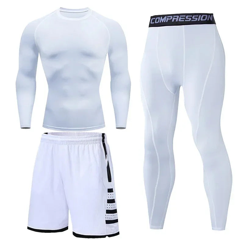 Herren Lauf-Trainingsanzug Fitness Sportbekleidungs-Set Kompressions-Leggings Sportkleidung Gym Enganliegende Jogginghose Rash Guard Lycra