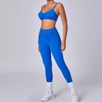 Nahtlose Yoga-Sets Sport-Fitness Hochbund-Hüfthebe-Formhose Rückenfreier BH-Anzug Workout-Gym-Leggings-Sets für Damen