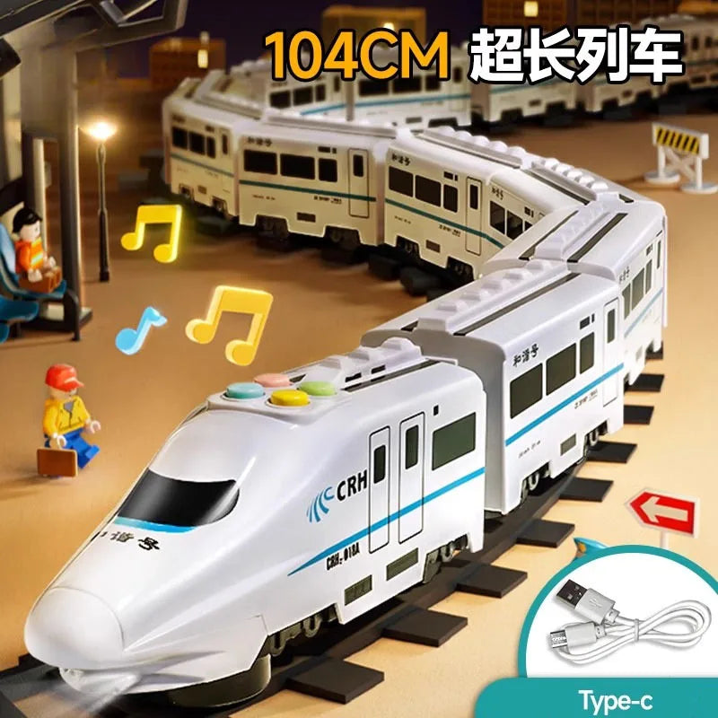 Kinder DIY Simulation Hochgeschwindigkeitszug Spielzeugauto Elektrische Sound-Licht Modellbahn Lernspielzeug für Jungen Mädchen Geschenk
