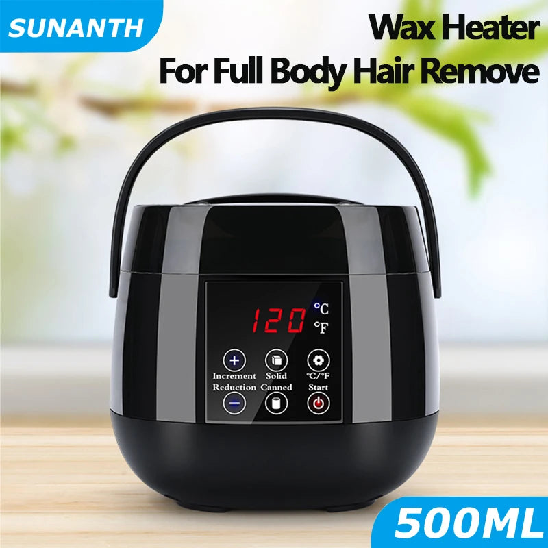 500ML Wax Heater Set For Body Hair Removal Unisex / Black And White Color Electric Display Screen Wax Heater / 200g Wax Beans Hauptbild
