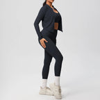3-teiliges Sportbekleidung Yoga-Set Gym Sport-BH Reißverschlussjacke Leggings Kleidung Sportbekleidung Yoga-Anzüge für Damen Fitness-Set Trainingsanzug