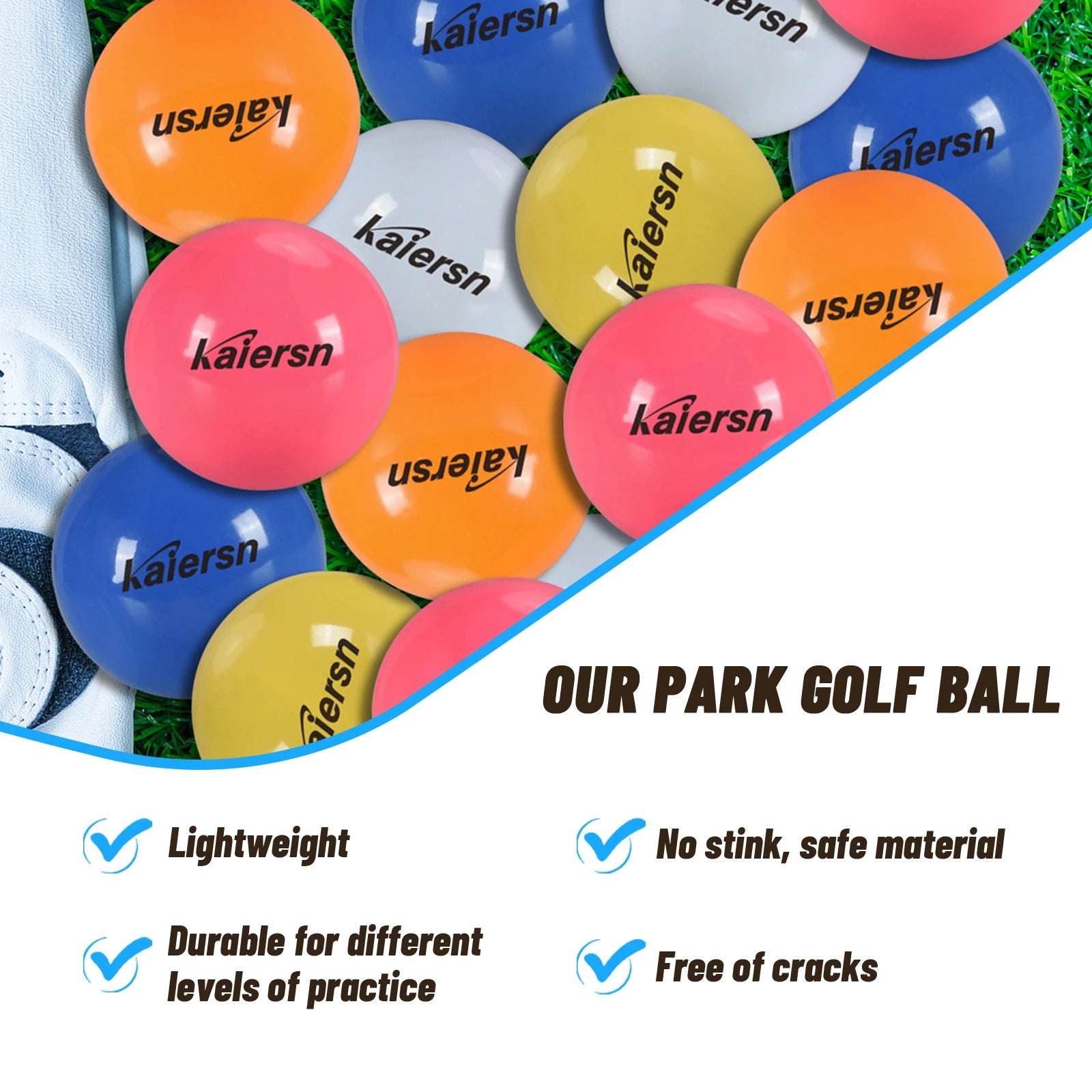 Kaiersn Bunte Parkgolfbälle - 6cm/2.36in Langlebige Übungsbälle für Outdoor-Training, Kinder & Erwachsene (Mehrfarbige Optionen) Zweitbild