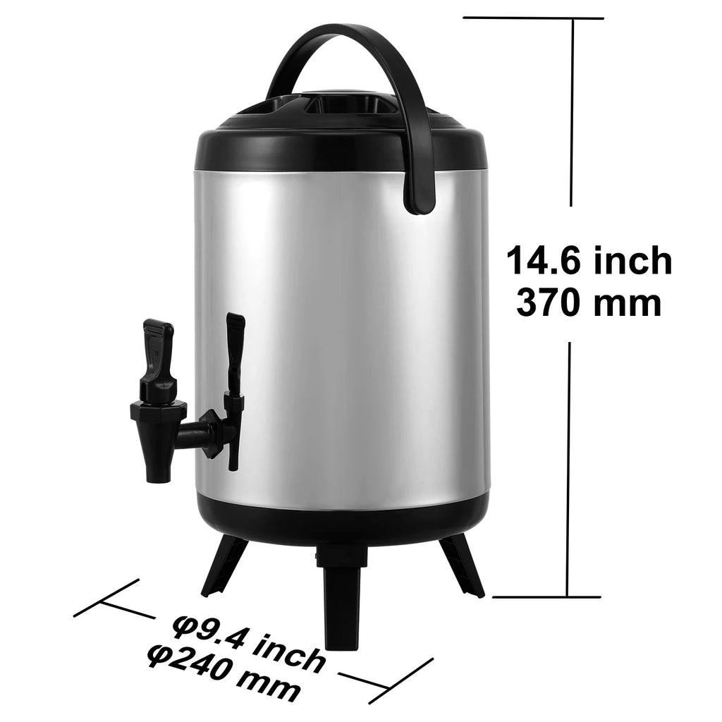 SucceBuy Edelstahl Isolierter Getränkespender 7,6 Liter Thermos-Heiß- und Kaltgetränkespender