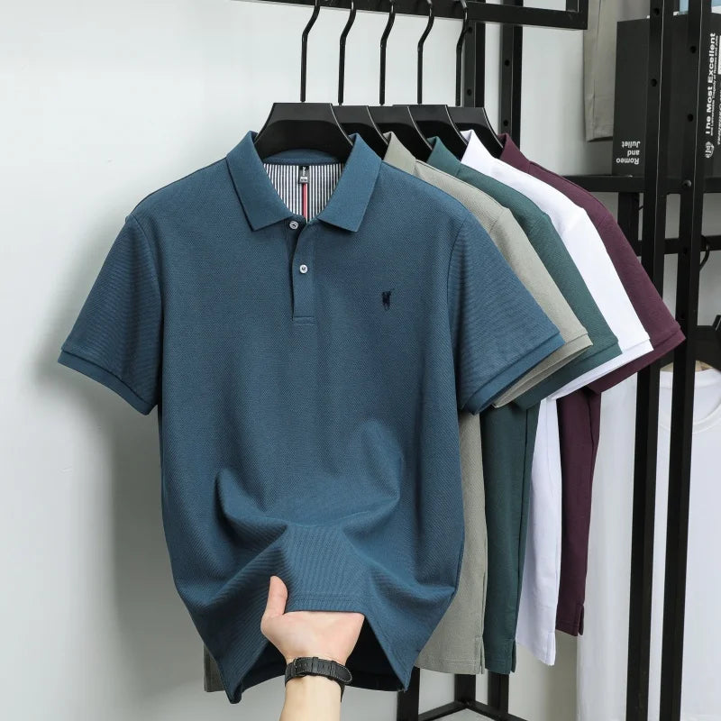 Polo-Shirt aus 100 % reiner Baumwolle, Kurzarm, High-End-Luxusmarke, Mode, Paul Pony Stickerei, Golf, Business Casual Herren T-Shirt