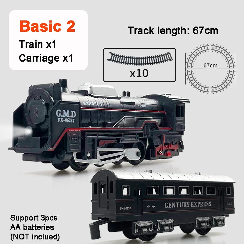 Klassische Eisenbahn Güterzug Spielzeug Elektrische Eisenbahn Schienenset mit Licht Schienen Modell Spielzeug für Kinder Geschenk Kinder Erwachsenen Spielzeug
