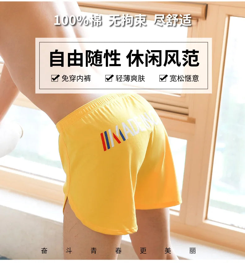 Fashion Locker Herrenunterwäsche 100% Baumwolle Weiche Mittelbund-Boxershorts Atmungsaktive Unterhosen Jungen Große Größen Boxershorts Schlafanzug