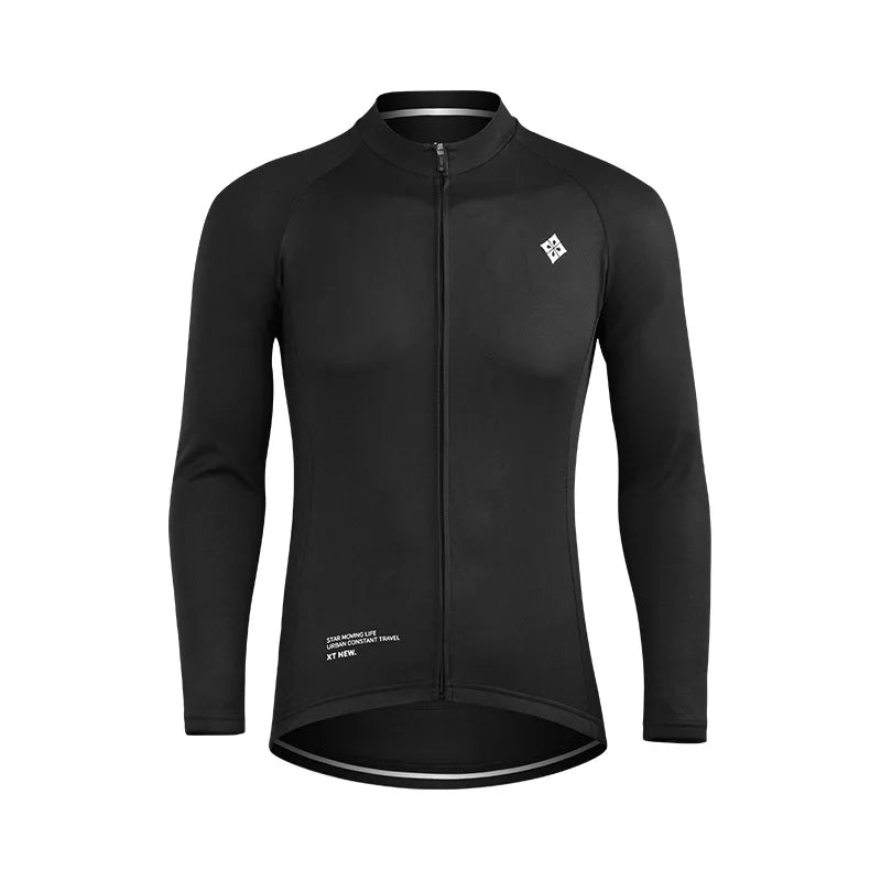 XINTOWN Herren Langarm-Radtrikot, Rennbekleidung für Frühling/Sommer, Export-Fahrradbekleidung, einfarbiges Langarm-Oberteil