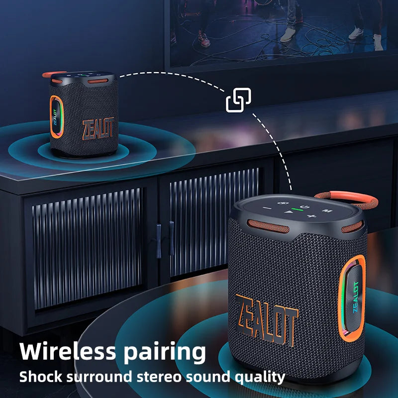 S122 25W Kabelloser Bluetooth-Lautsprecher Outdoor Tragbarer Mini Wasserdichter Lautsprecher mit Licht 6000mAh Akku Bass Boost für Outdoor