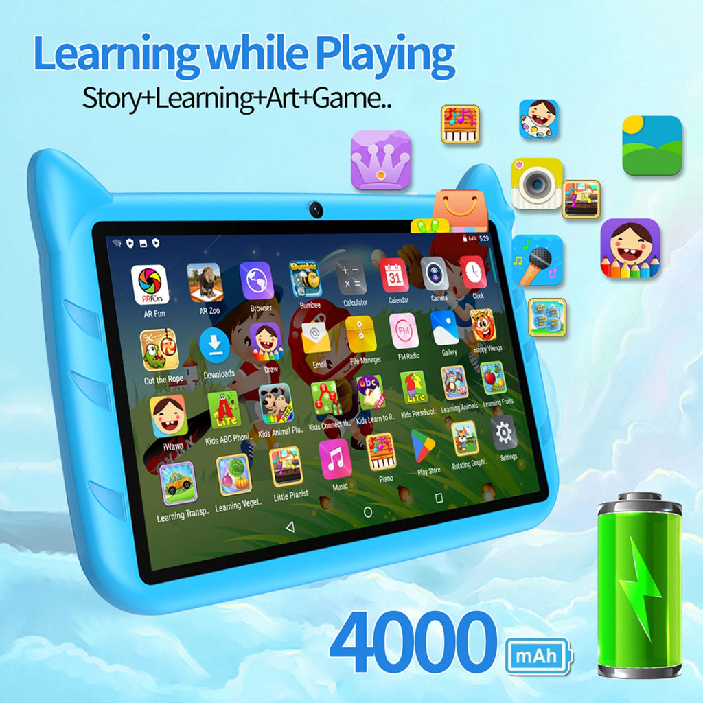 Neue 7 Zoll 5G WiFi Kinder-Tablets Quad Core 4GB RAM 64GB ROM Dual Kameras Android 13.0 Lern-Tablet PC 4000mAh