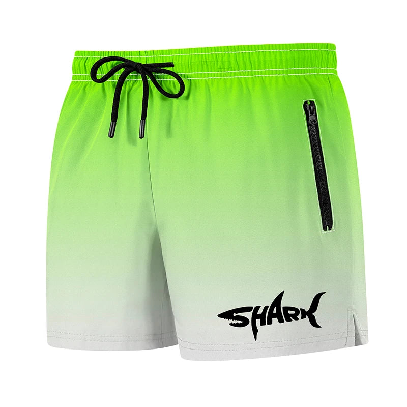 Hai-Grafik Herren Badeshorts Sommer Lässige Strandshorts mit Netzfutter Reißverschlusstaschen Schnell trocknende Badehose