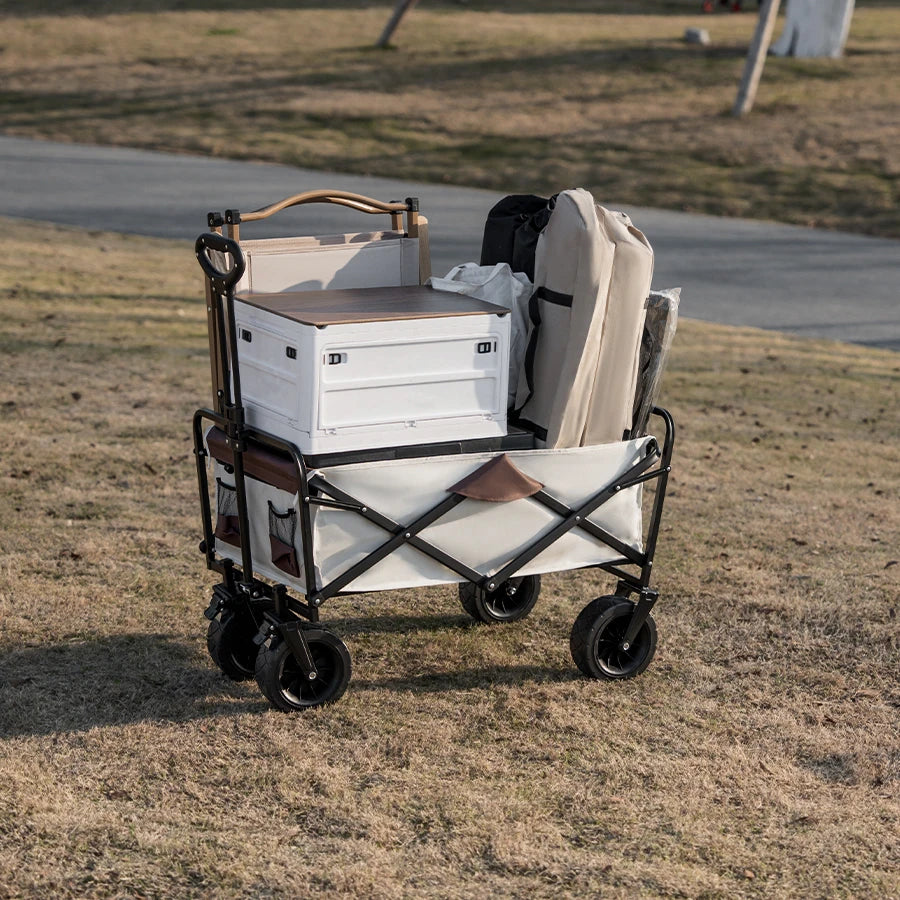 Bollerwagen mit großer Tragfähigkeit, faltbarer Bollerwagen für Garten und Strand, Campingausrüstung mit Getränkehaltern