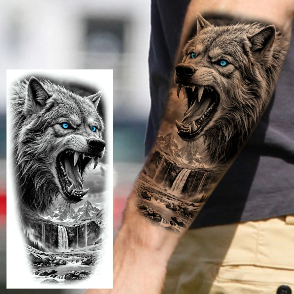 1 Blatt Kobra Schlange Drache Skorpion Temporäre Tattoos für Männer Frauen Wasserdicht Langlebig Löwe Tiger Wolf Fake Tattoo Aufkleber