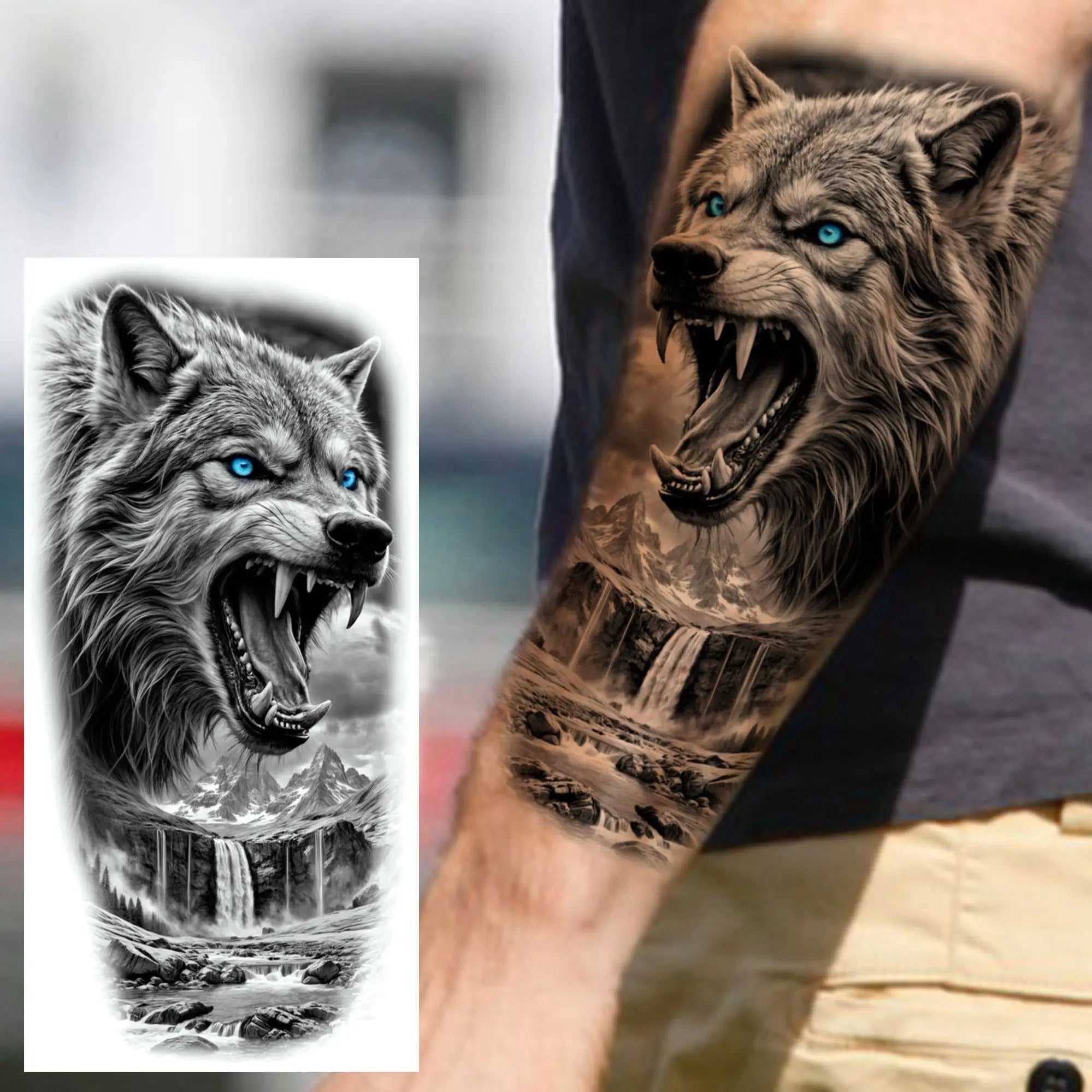 1 Blatt Kobra Schlange Drache Skorpion Temporäre Tattoos für Männer Frauen Wasserdicht Langlebig Löwe Tiger Wolf Fake Tattoo Aufkleber
