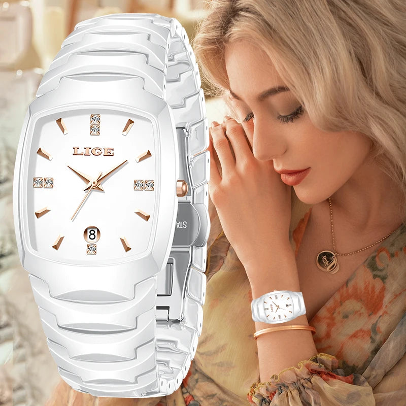 LIGE Mode Luxus Damenuhr Einfache Elegante Edelstahl Casual Quarzuhr für Frauen Kalender Damen Romantisches Geschenk Neu Hauptbild