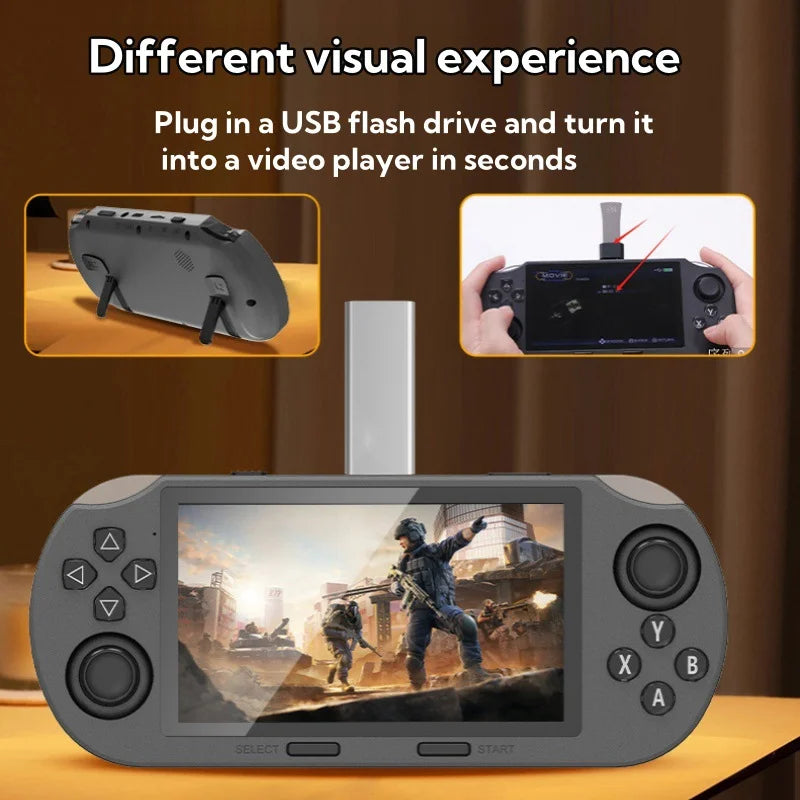 SF3000 Retro Handheld Videospielkonsole Linux System 4,5 Zoll 854*480 IPS Bildschirm 3000mAh Tragbarer Taschen-Videoplayer Spiele