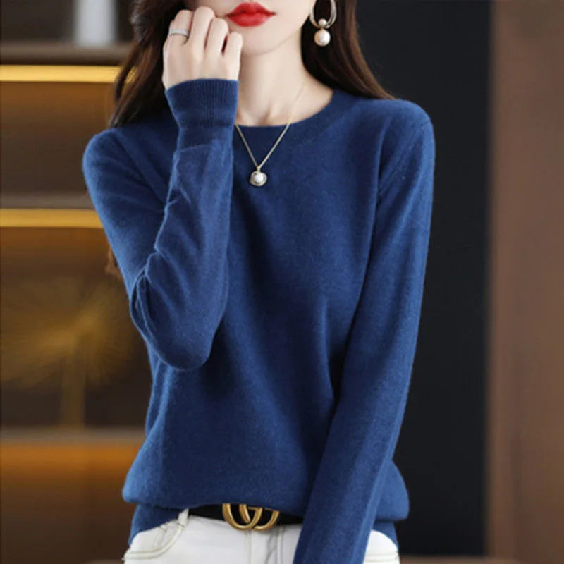 Neuer Damenpullover O-Ausschnitt Herbst Winter Basic Pullover Warm Lässig Pulls Jumper Koreanische Mode Frühling Strickwaren Bottoming Shirt