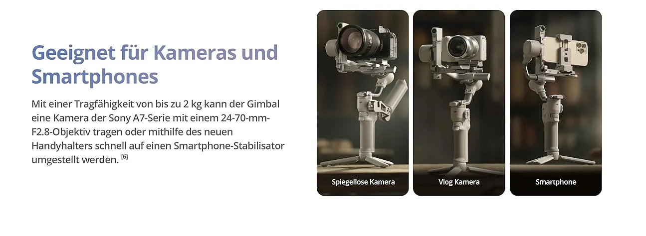 DJI RS 4 Mini Handheld-Gimbal-Stabilisator für Sony A7/ZV Kameras und Smartphones, intelligente Verfolgung, Stabilisierung der 4. Generation