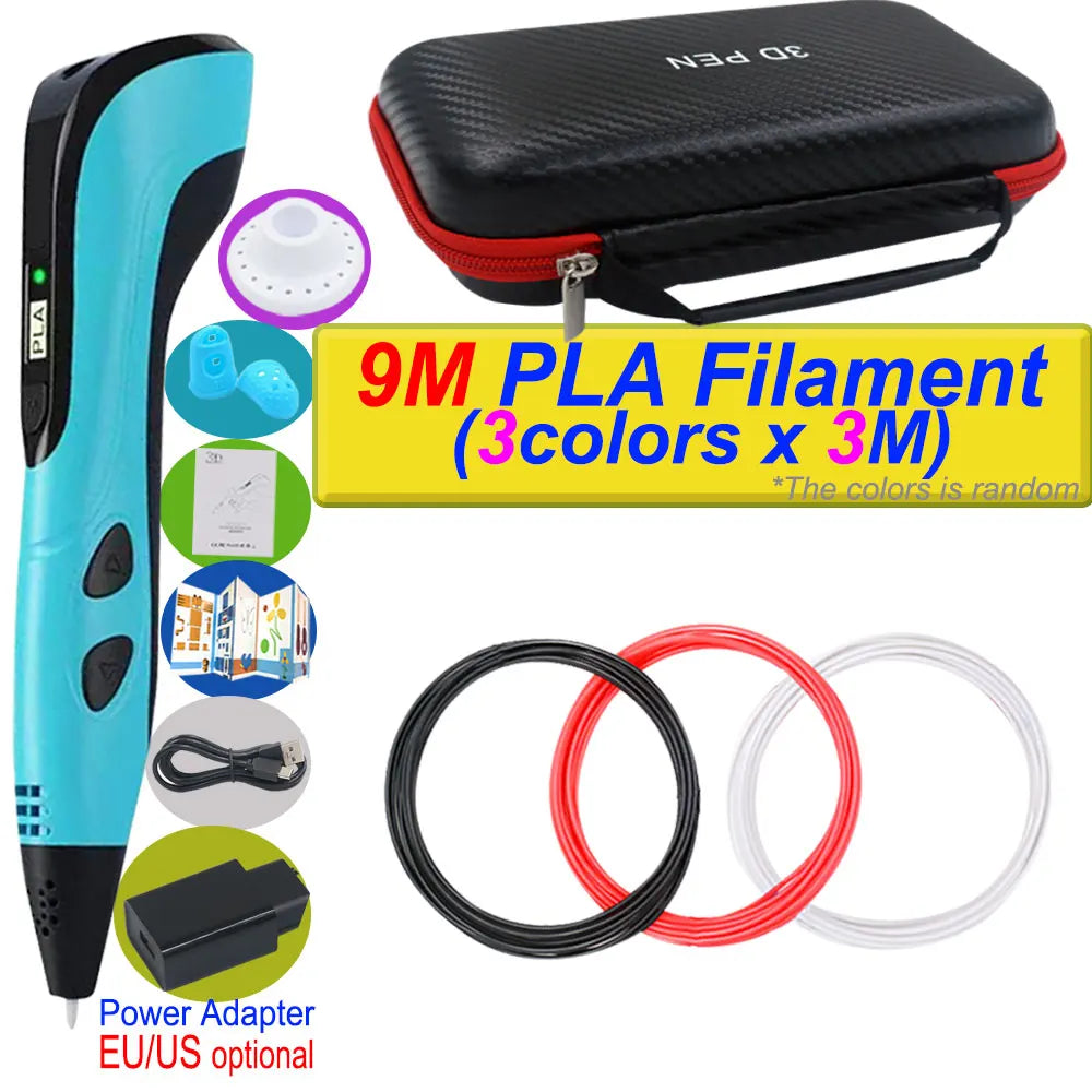 2026 Neue 3D-Druckstift DIY Dreidimensionale Malerei Kinderspielzeug mit LCD-Bildschirm Netzteil 200M PLA-Filament Spielzeug Geschenk