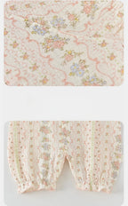 Baby Bodysuit Sommer 2026 Blumendruck Baumwolle Peter-Pan-Kragen Puffärmel Strampler für Mädchen Weiches atmungsaktives Outfit