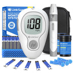 LinkSun Blutzuckermessgerät G-425-3 Glukometer ohne Codierung für Diabetestest 10/50/100 Teststreifen Lanzetten Medizinischer Blutzucker mg/mmol