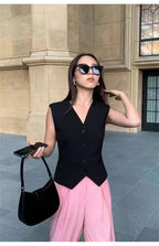 Frühling Sommer Koreanische Mode Weste 2025 Neue Damen Kurze Mode V-Ausschnitt Ärmellose Freizeit Blazer Weste Mäntel Weibliche Oberteile