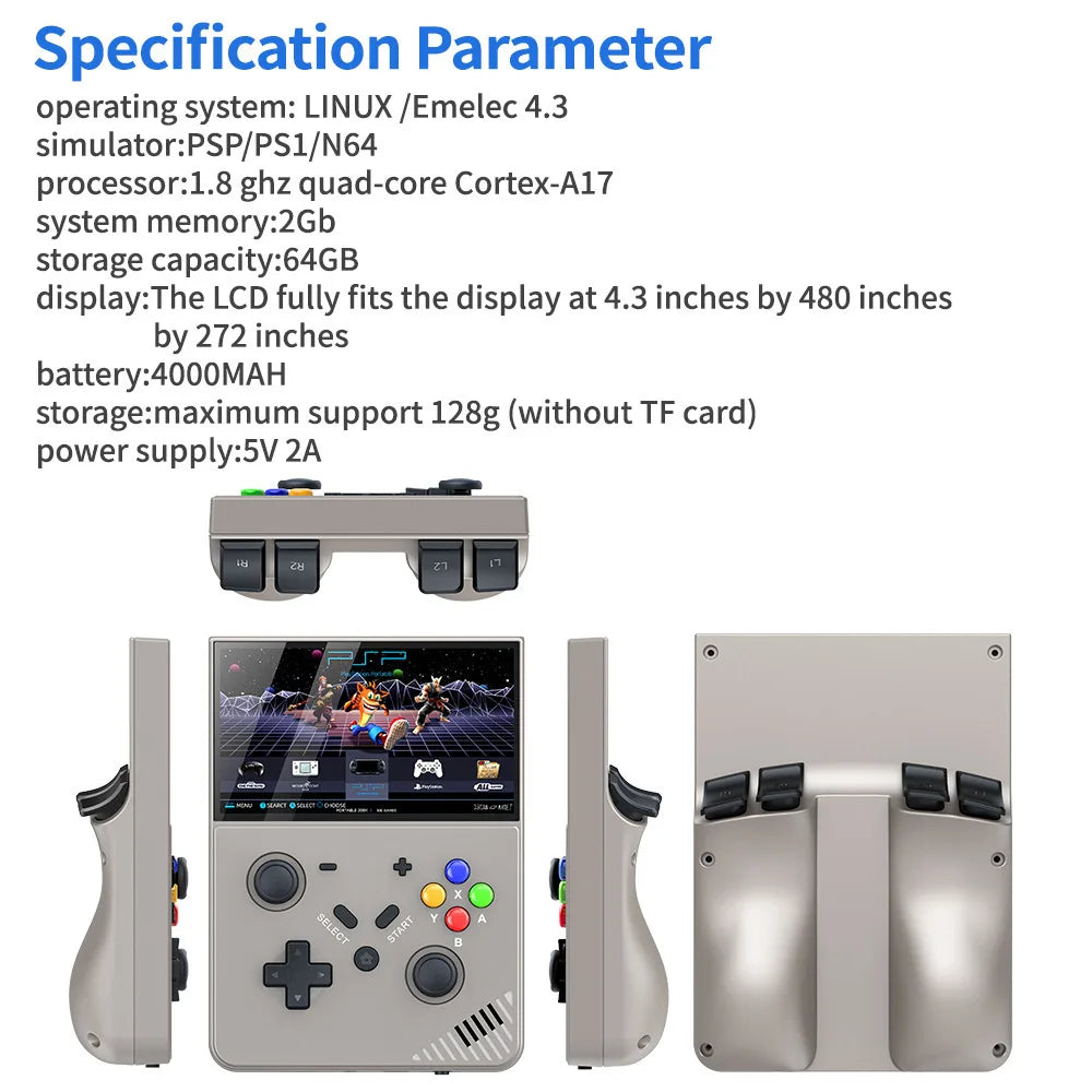 R43 M18 Pro Retro Handheld-Videospielkonsole HD 4,3-Zoll-LED-Bildschirm Original 3D Home 4K Große PSP PS1 Eingebaut 25 Simulatoren