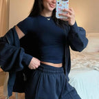 Kurzarm Gym-Top Damen Kleidung Yoga-Top Nahtloses Sportshirt Leichtes Fitness-Workout-Shirt Sport-Tops Active Wear Femme