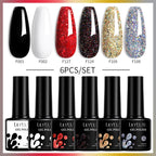 LILYCUTE 7ML 6PCS Neon Gel Nagellack Set fluoreszierend Farbwechsel Semi Permanent Soak Off Maniküre-Kit Nail Art Gel
