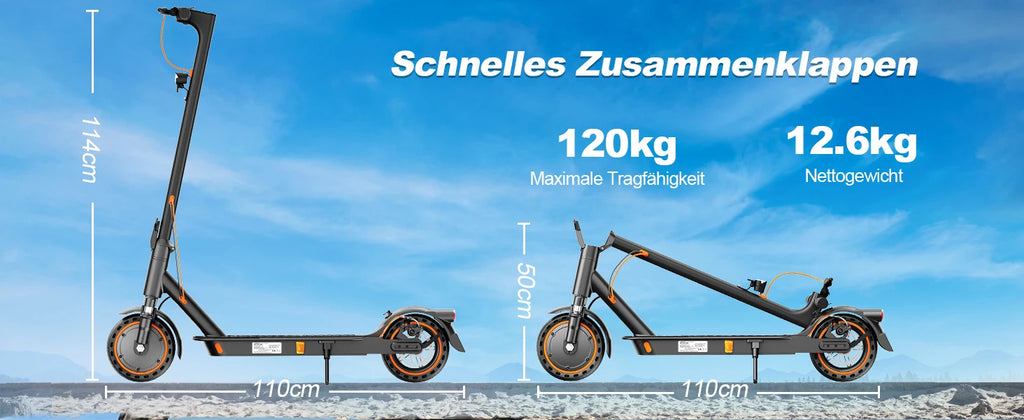 TODIMART T6 ABE E-Scooter mit Straßenzulassung, 30 km, 350 W, Zoll-Reifen, doppelter Stoßdämpfer, E-Scooter für Erwachsene