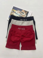 TEVEO Damen Yoga Shorts Dehnbar Atmungsaktiv Peach Butt Lift Fitness Laufshorts High Waist Stretch Schweißableitend