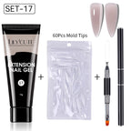 LILYCUTE 15ml Verlängerungsgel-Nagellack-Set Quick Nail Prolong mit Verlängerungsform-Nagelspitzen Acryl-Lösung Maniküre-Werkzeug-Kit