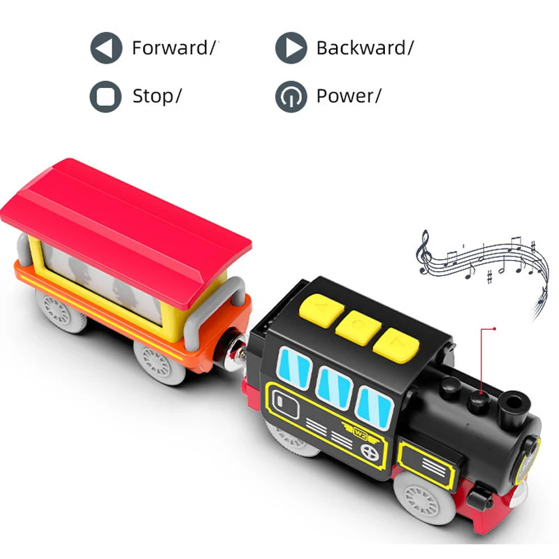 Kinder elektrische Eisenbahn Lokomotive Magnetischer Zug Waggon Diecast Slot Spielzeug Passend für Holzeisenbahn Gleis Spielzeug für Kinder Geschenk