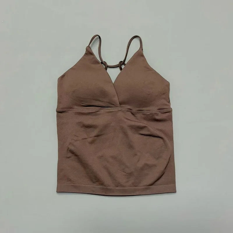 Vision Twist Front Longline Top Damen Gym Tank Yoga Oberteile Schnelltrocknend Dünne Träger Hochelastisches Lauf-Tanktop Push-up Fitness-Weste