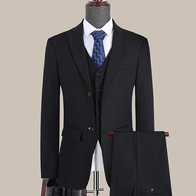 S-7XL Anzug Neu (Sakko + Weste + Hose) Koreanische Version der Slim-Fit-Arbeitskleidung Mode Business Herren Freizeit Hochzeits Gentleman-Anzug
