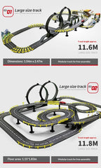 Elektrische ferngesteuerte Slot-Car-Rennbahn, groß, 2 Spieler, wettbewerbsfähig, Dual-Modus, ferngesteuert, einstellbar, Spleißen, Kinder-Erwachsenen-Geschenkset