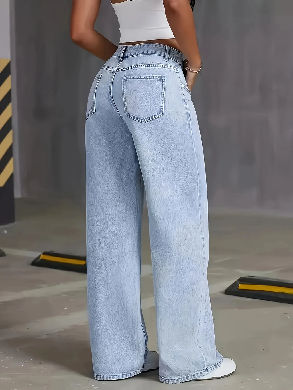Damenjeans Y2K Kleidung Hellblaue weite Denim-Hose lockere Mode schlicht Stretch vier Jahreszeiten beliebt Freizeit