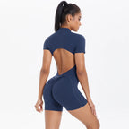 Reißverschluss Gym Jumpsuit Kurz Damen Yoga Sets Sport Outfits Weibliche Yoga Overalls Workout Kleidung Fitness Anzug Damen Trainingsanzug