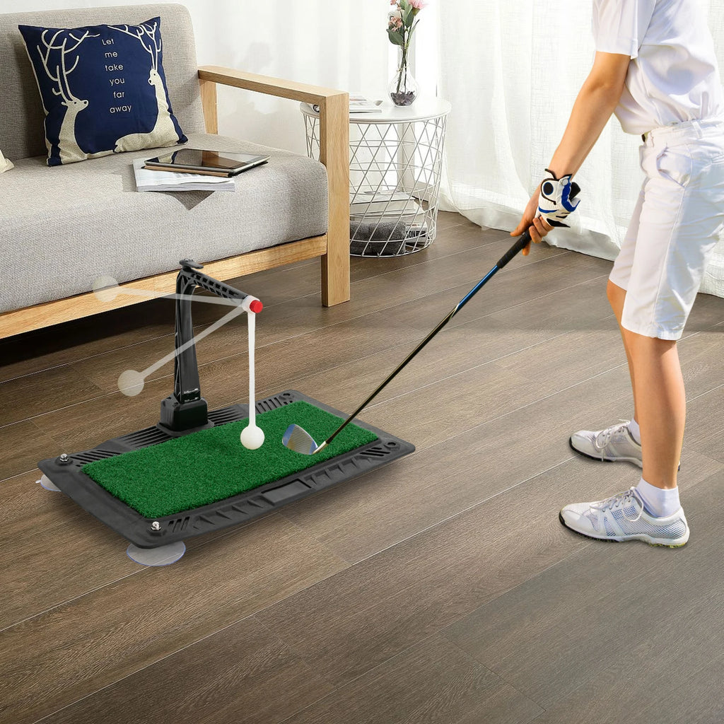 Golfschwungtrainer - Golftrainingsgerät mit verstellbarer Höhe - Golfschwung-Übungsmatte Trainingshilfe für drinnen und draußen
