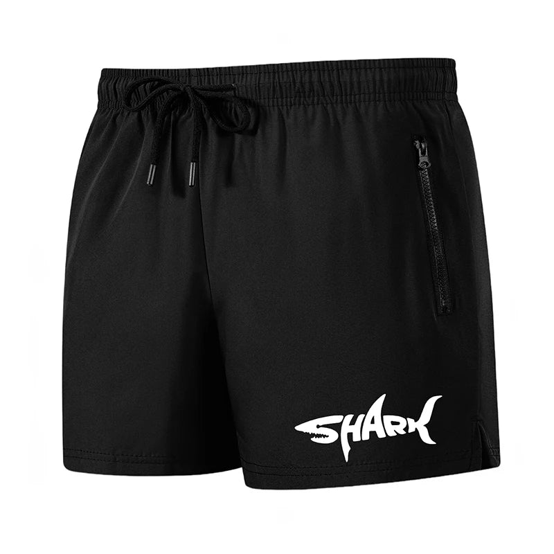 Hai-Grafik Herren Badeshorts Sommer Lässige Strandshorts mit Netzfutter Reißverschlusstaschen Schnell trocknende Badehose