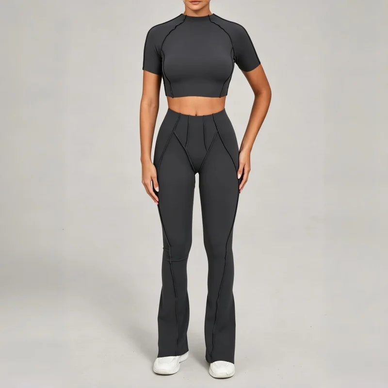 Nahtlose Yoga-Sets Sport-Fitness Hochbund-Hüfthebe-Formhose Rückenfreier BH-Anzug Workout-Gym-Leggings-Sets für Damen