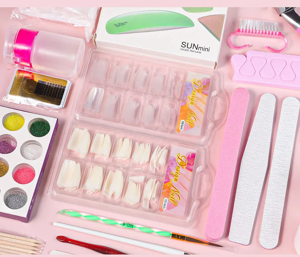 Nagelacrylpulver und Flüssigmonomer Nagelkunstdekoration für Maniküre-Set-Kit Kristall Nagelflitter 3D Nagelspitzen Schnitzwerkzeuge