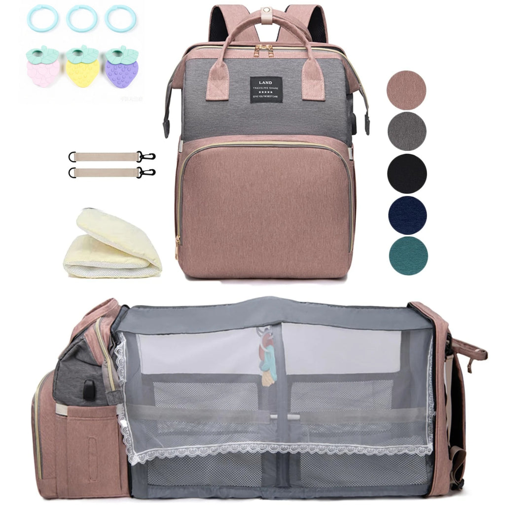 Wickeltasche Leichtgewicht Tragbares Klappbett Großraum-Reise-Maternity-Taschen Baby-Rucksack Weibliche Mama-Ausgehtasche
