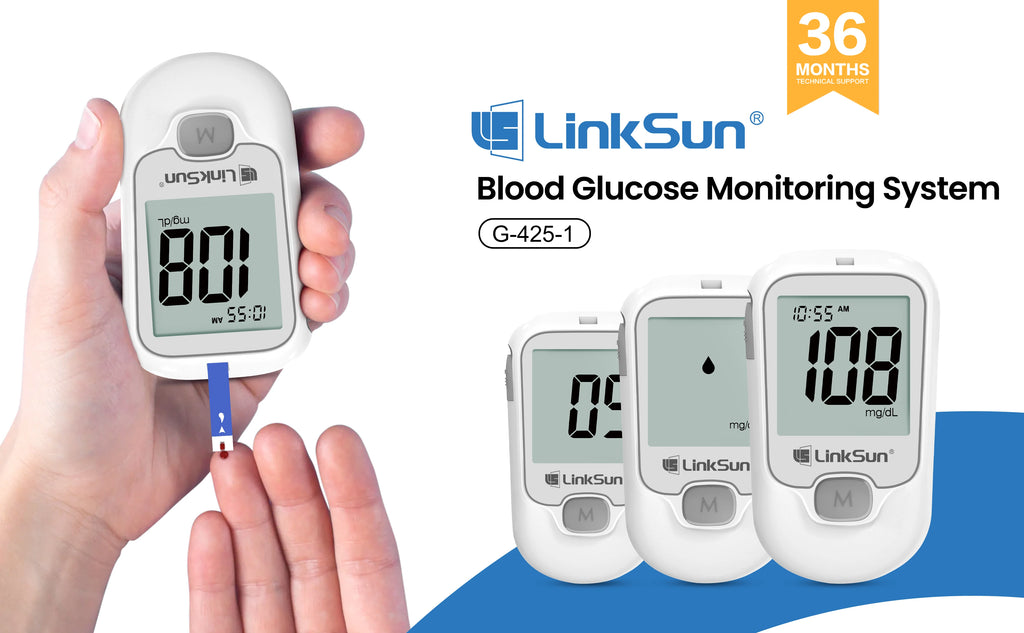 LinkSun G-425-1 Blutzuckermessgerät-Kit 50/100 Stück Teststreifen Lanzetten für Diabetes-Monitor Digitales Glukometer Blutzuckermessgerät