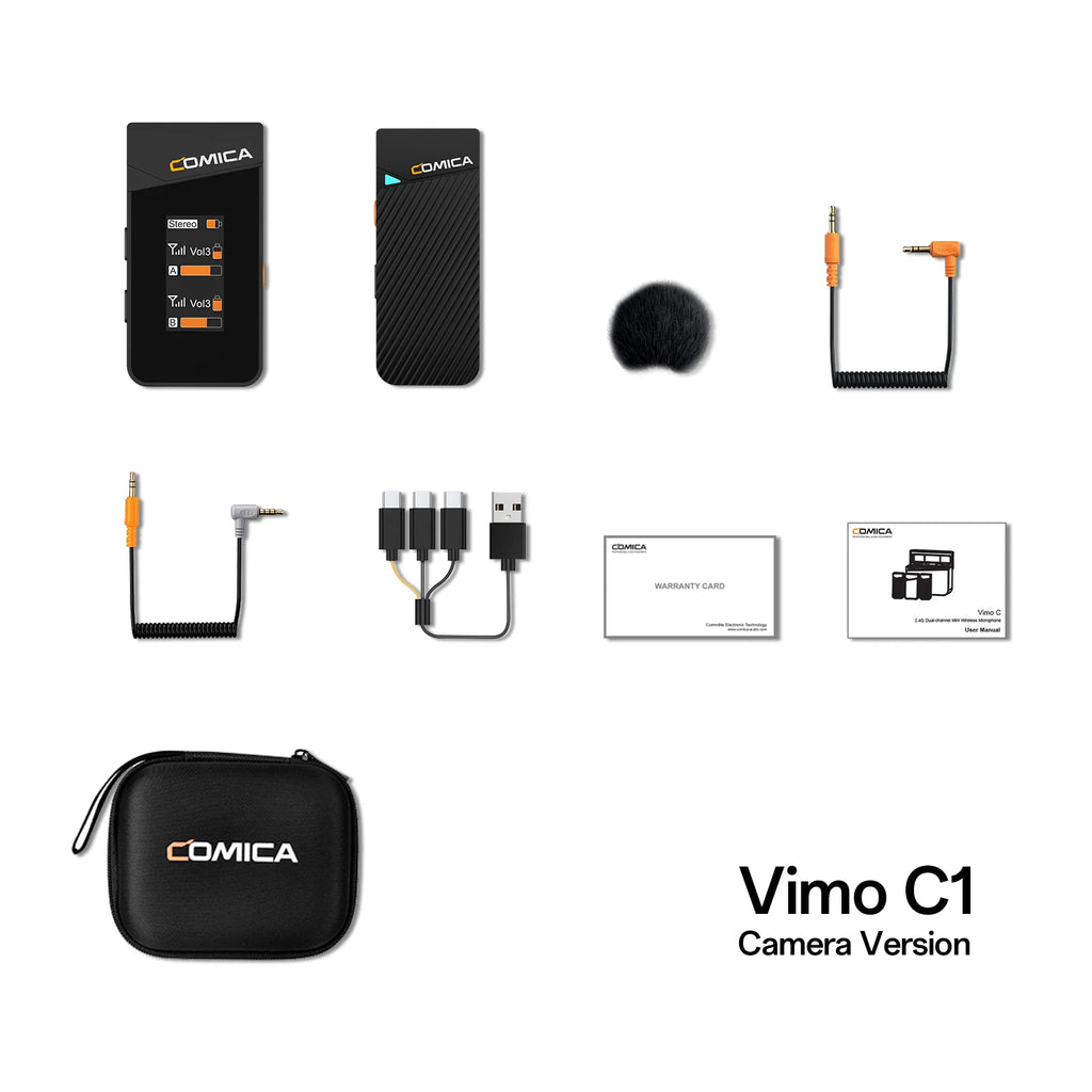 Comica Vimo C 2.4G Mini kabelloses Ansteckmikrofon mit Ladecase, für Smartphone Kamera Podcast Interview YouTube Facebook